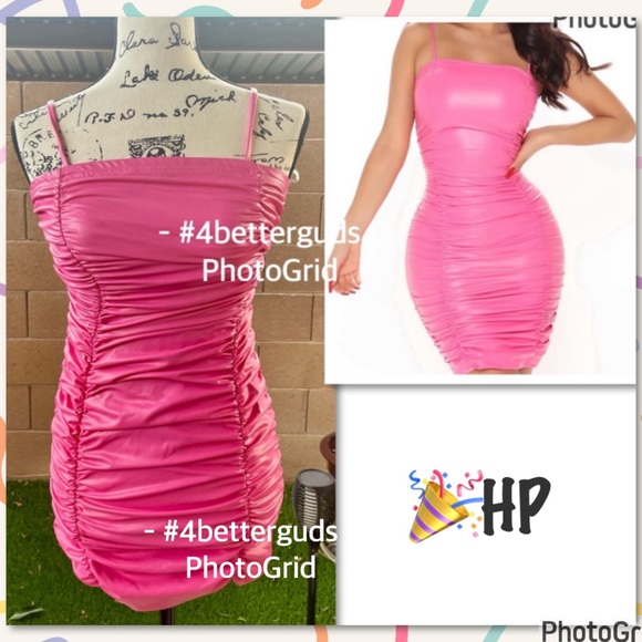 Fashion Nova Dresses & Skirts - NEW Fashion Nova Dangerous Girl Faux Leather Hot Pink Body-con Mini Dress MD